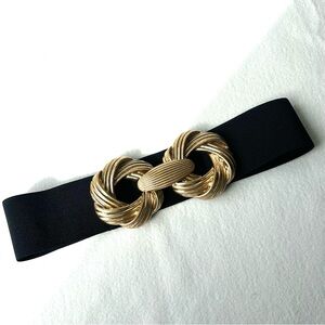 Zara Stretch black Belt with Gold Knot Buckle